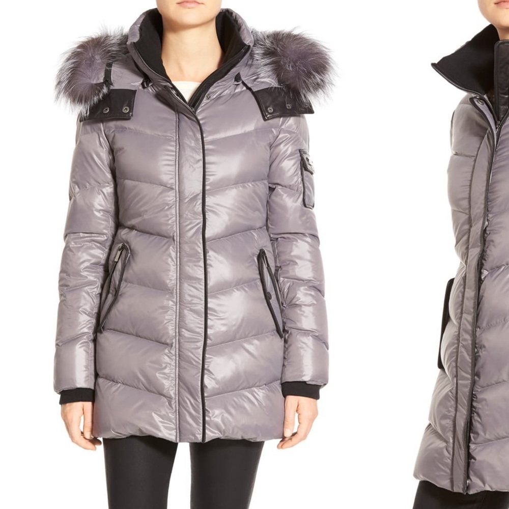 Badgley Mischka fur trimmed down puffer XL